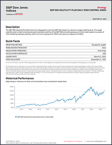 S&P Volatility Plus Risk Daily Controlled Factsheet